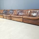 Vintage 5 pc leather DS46 modular sofa by De Sede, 1970s