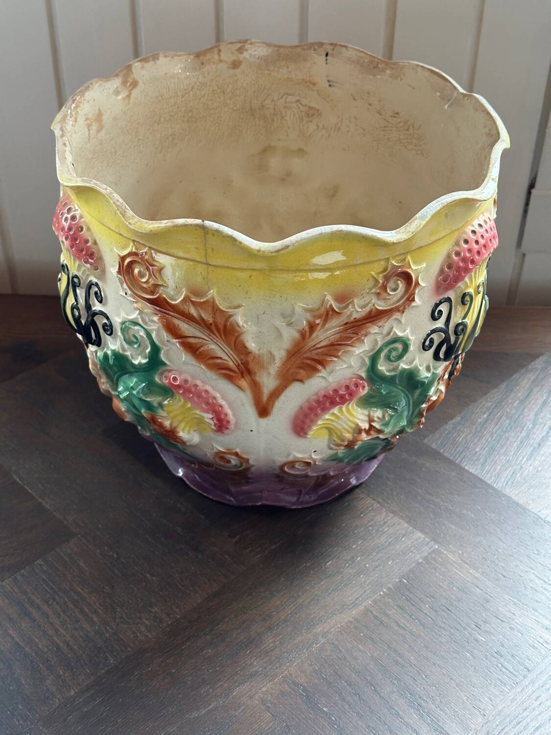 Earthenware cache-pot from the early 20th century.