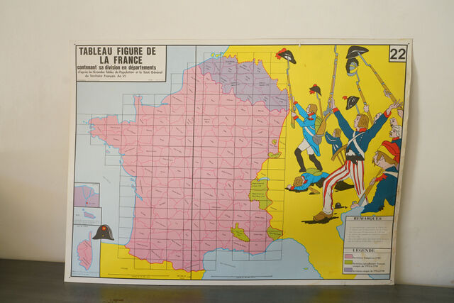 Large school poster history, geographic in 1789 two-sided