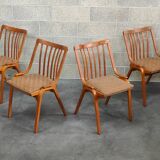 Set of 4 fabric chairs by Ton Bystrice 1960