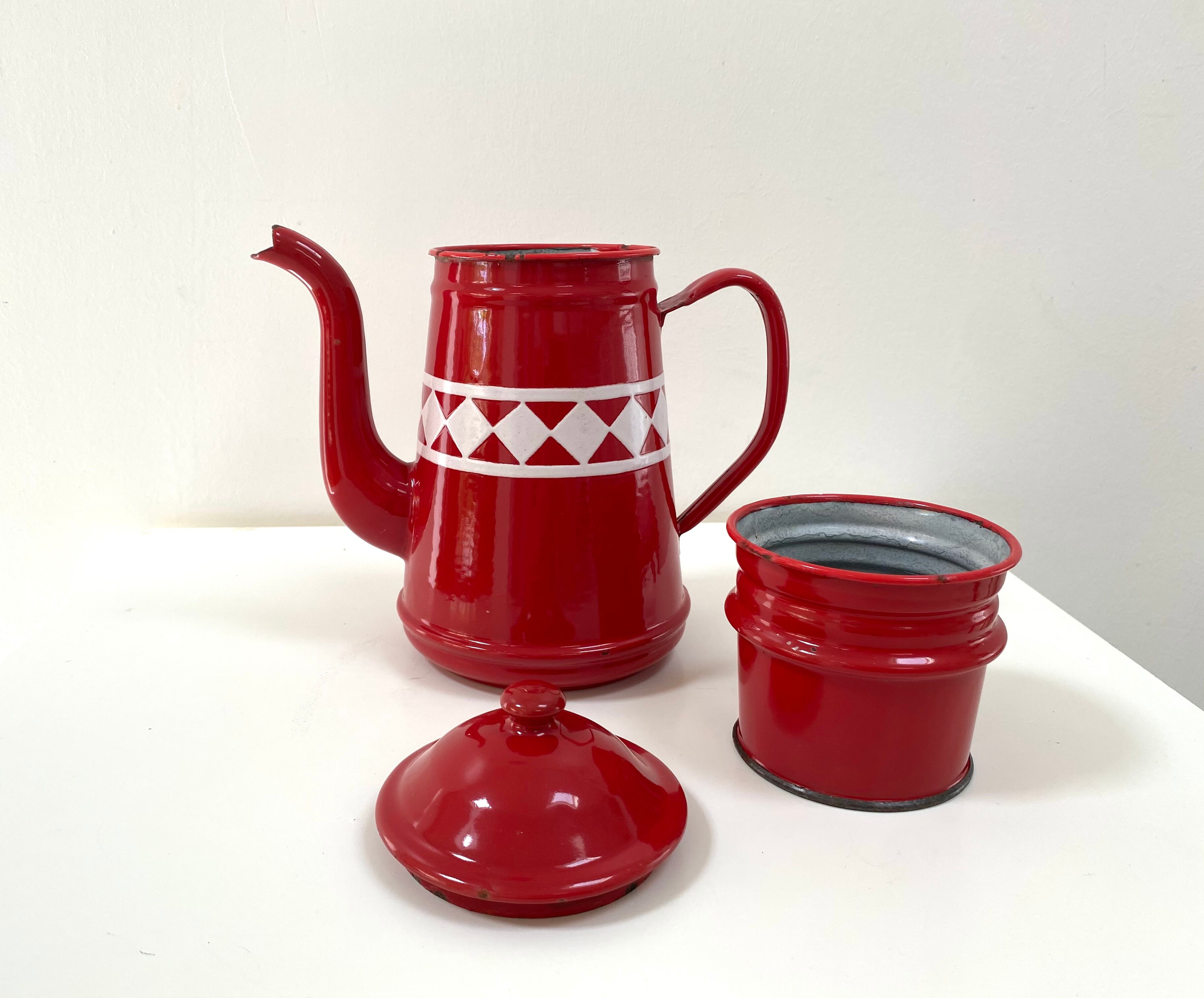 Old enamelled coffee maker from the 60s