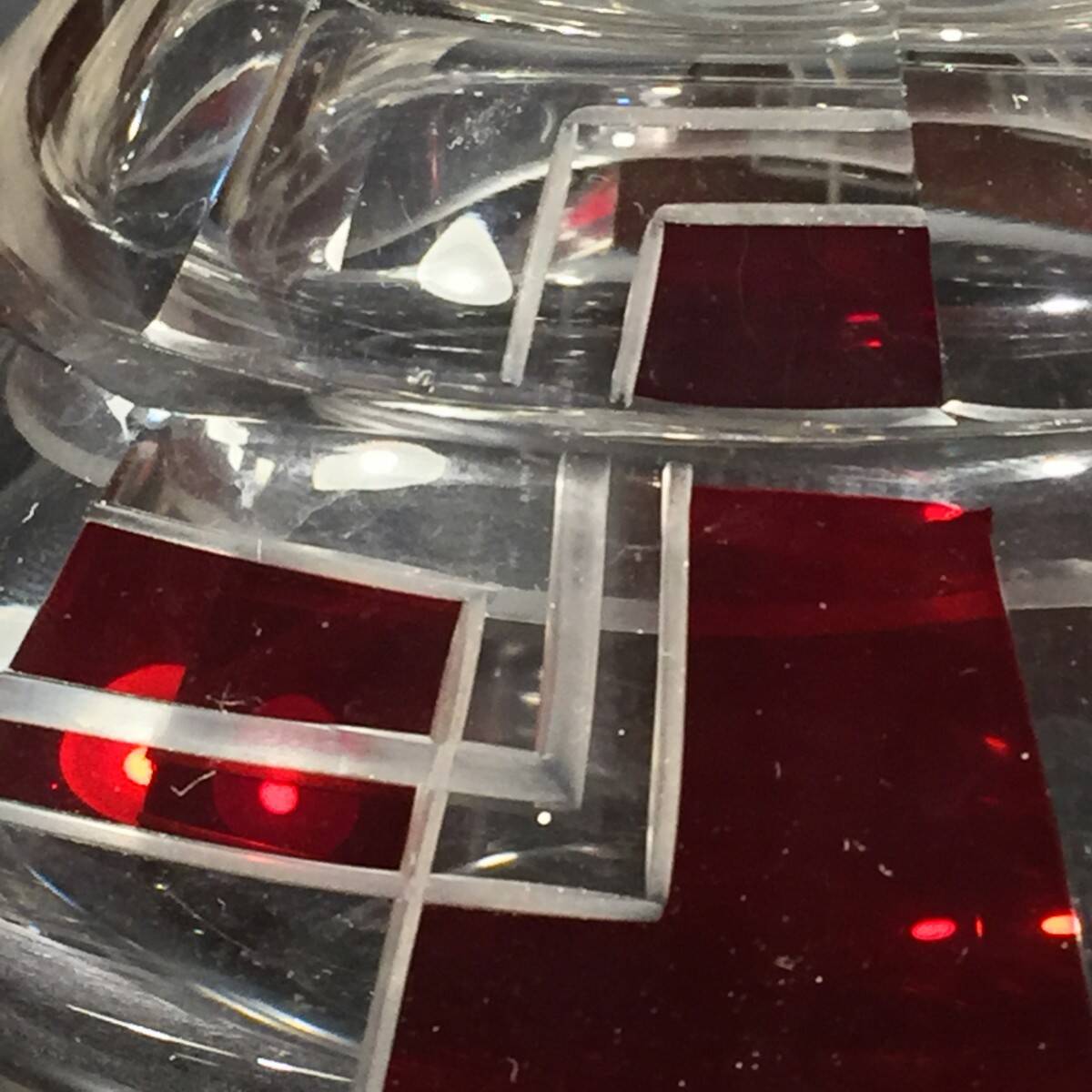 ART DECO modernist red Bohemian glass box, circa 1930