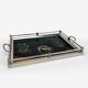 Art Deco tea tray glass and silver metal 30s