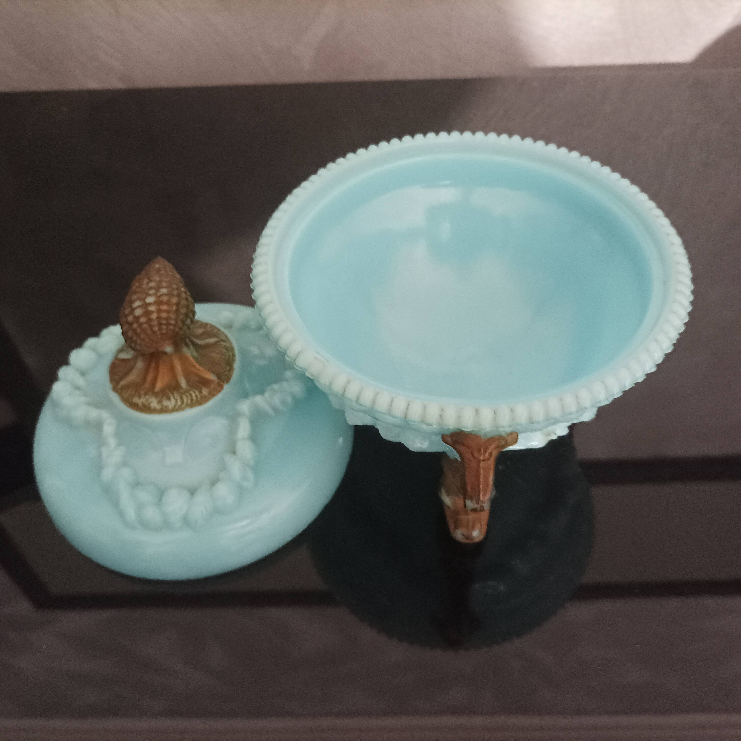 Blue Opaline Candy Box with Vallérysthal Gilding