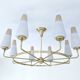 Large Vintage Italian Pendant Light, 1950s, Brass Glass
