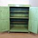 Vaisselier - Burmese teak buffet with original pistachio green patina