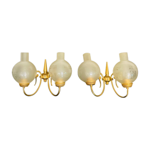 Appliques en laiton et verre poli