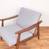 Mid-Century Pair of Polish Armchairs and Walnut Cabinet, 1960s, Set of 3.