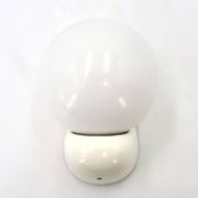 White Tissot wall light with opaque glass globe, 1970s/80s