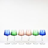 Set of 6 Bohemian crystal wine glasses