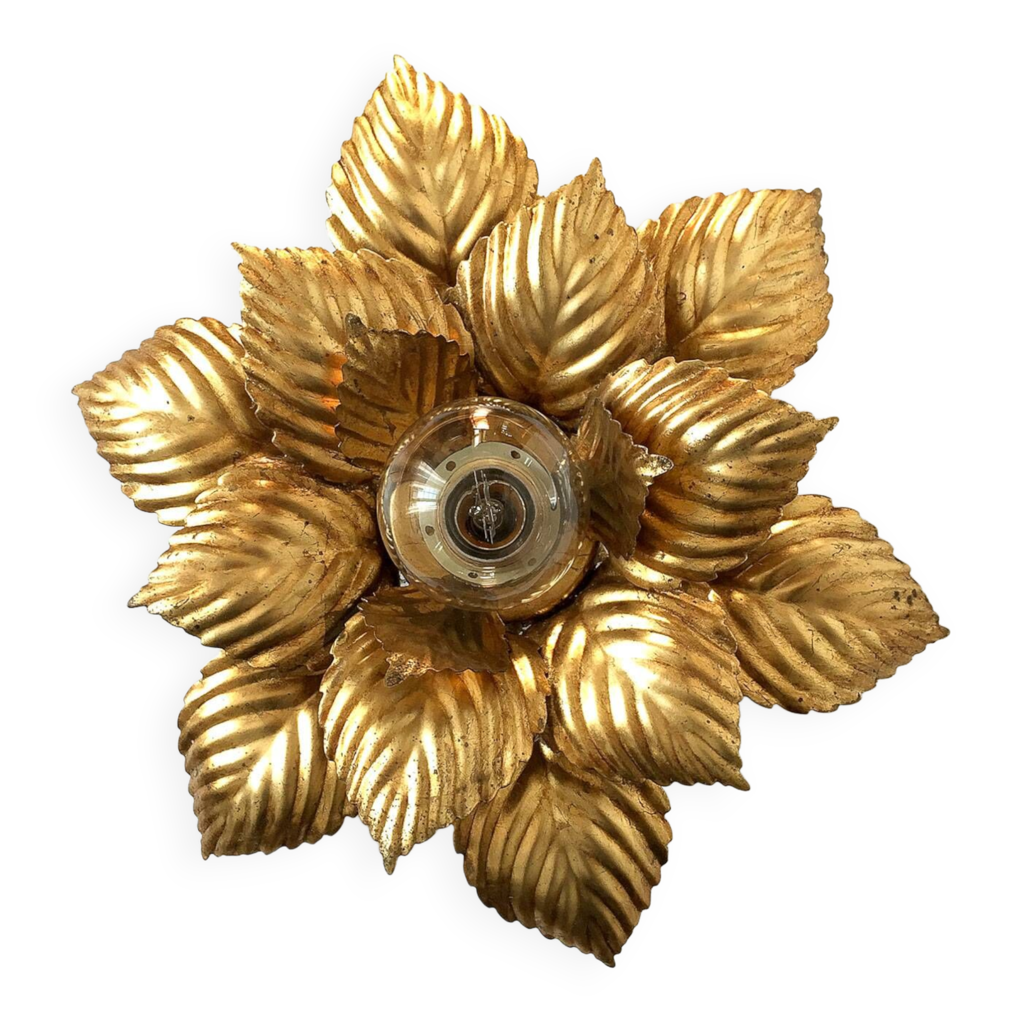 Masca floral applique, metal with gold leaf, 1970