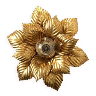 Applique florale masca, métal à la feuille d'or, 1970