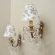 Pair of grapevine wall lamps with lampshades in Toile de Jouy