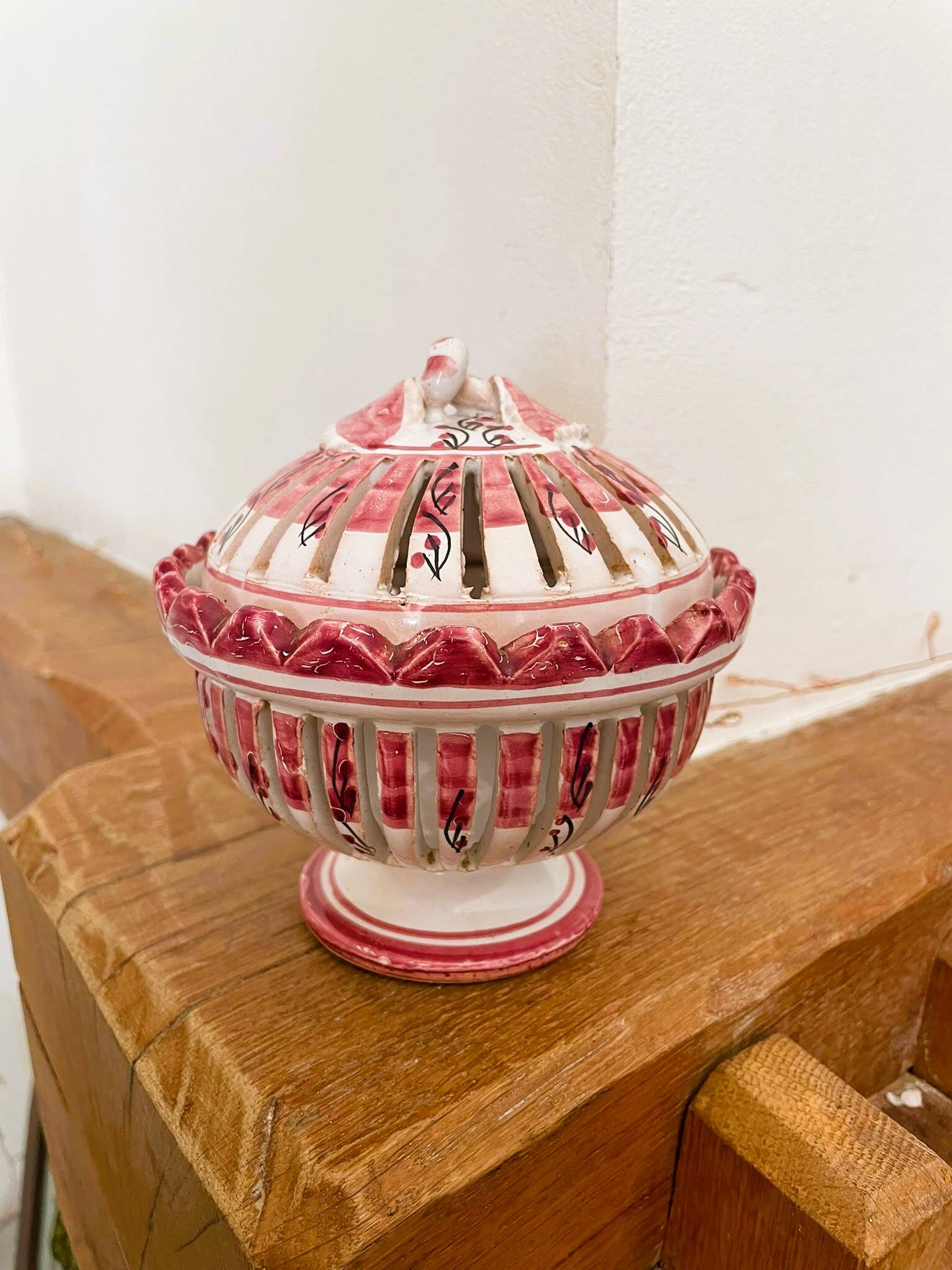 Vintage pierced porcelain bonbonnière