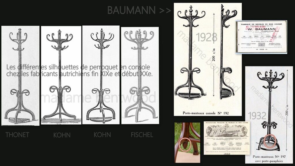 Coat rack parrot bistro console Baumann 30s