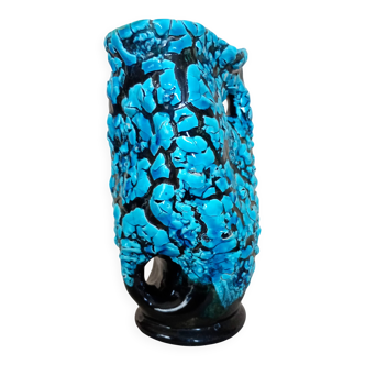 Blue vase signed Vallauris. Numbered.