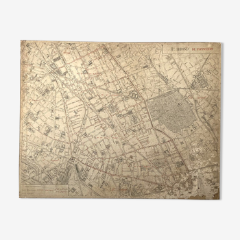 Carte ancienne cartonnée de Paris - 11ème Arrondissement