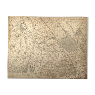 Carte ancienne cartonnée de Paris - 11ème Arrondissement
