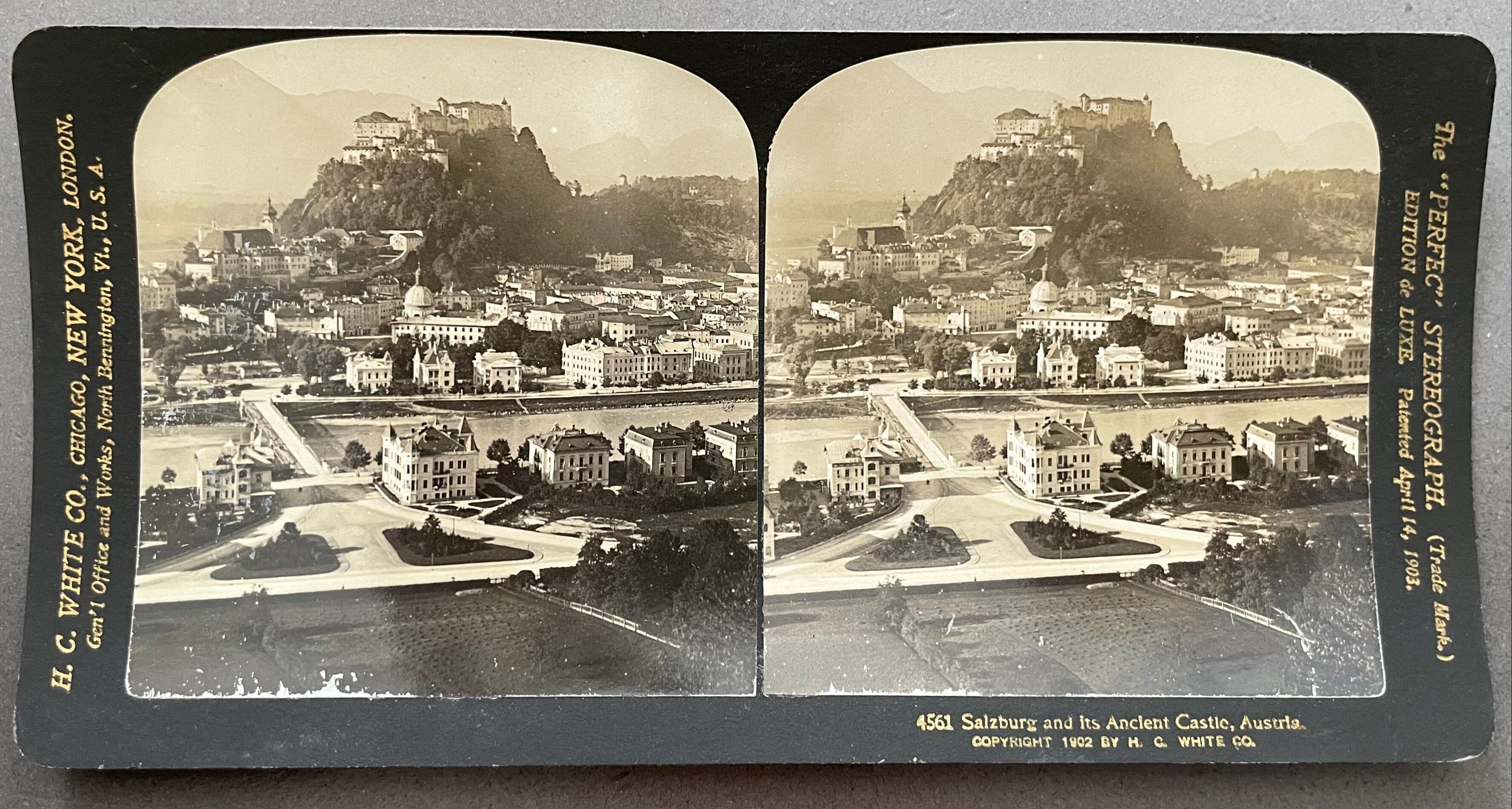 Old photography stereo, stereograph, luxury albumine 1903 Salzburg