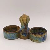 Glazed stoneware salt cellar signed Jean Maubrou.