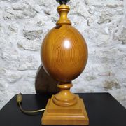 Vintage turned pine table lamp - Maison Verdière - 1970s/80s