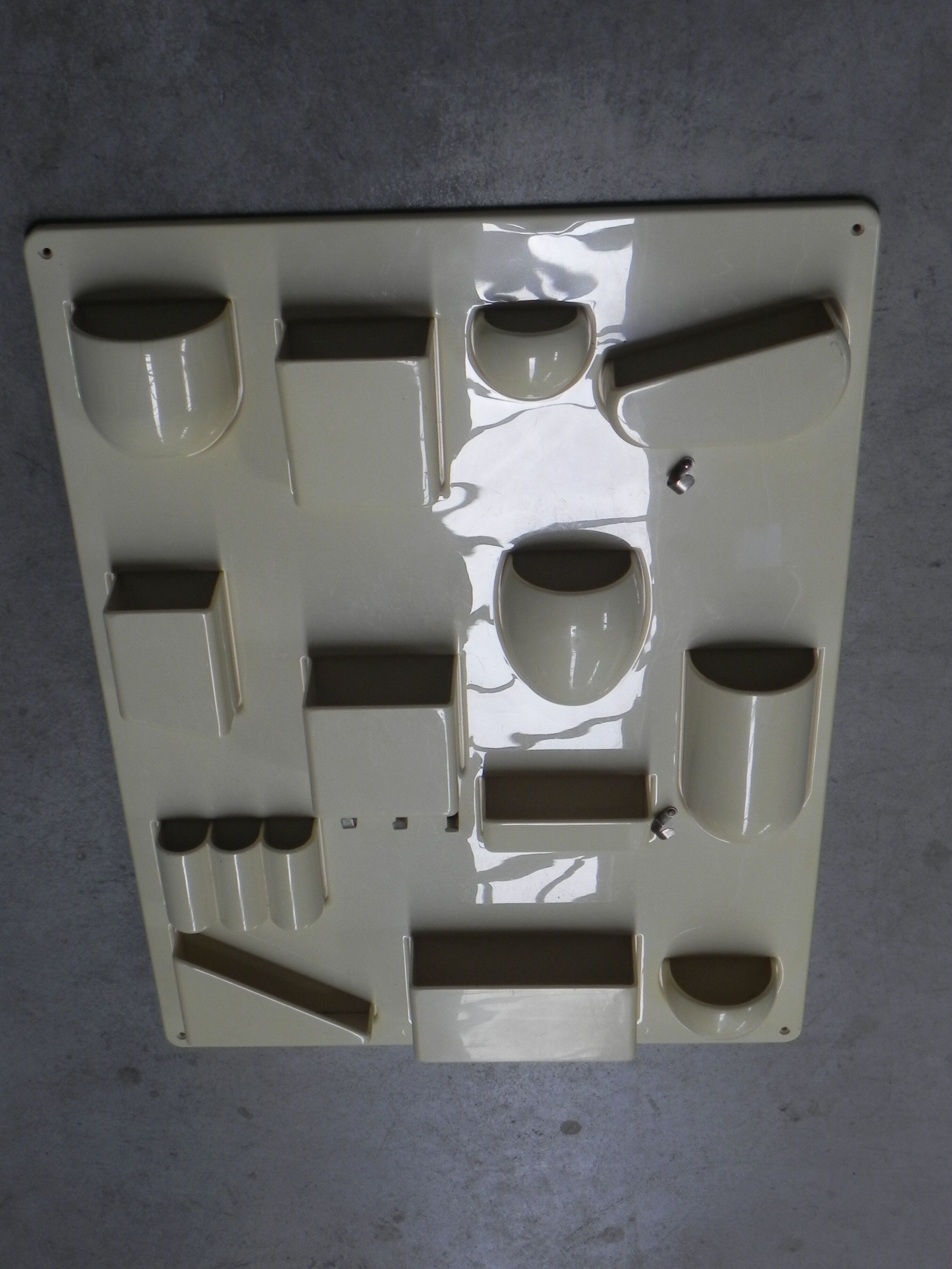 Vintage plastic wall rack, storage system