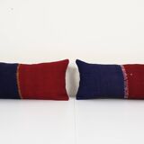 10" x 20" set of two oriental boho pillow kilim pillow cover chair pillow small oblong, set turkish