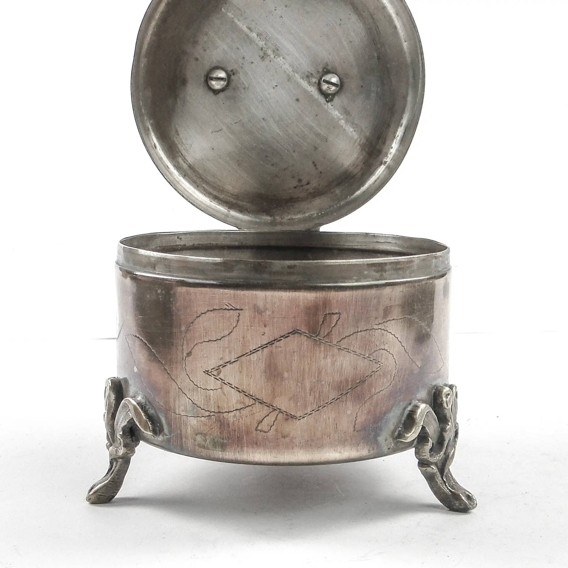 Art Nouveau sugar bowl, silver-plated brass, Hungary, early 20th century