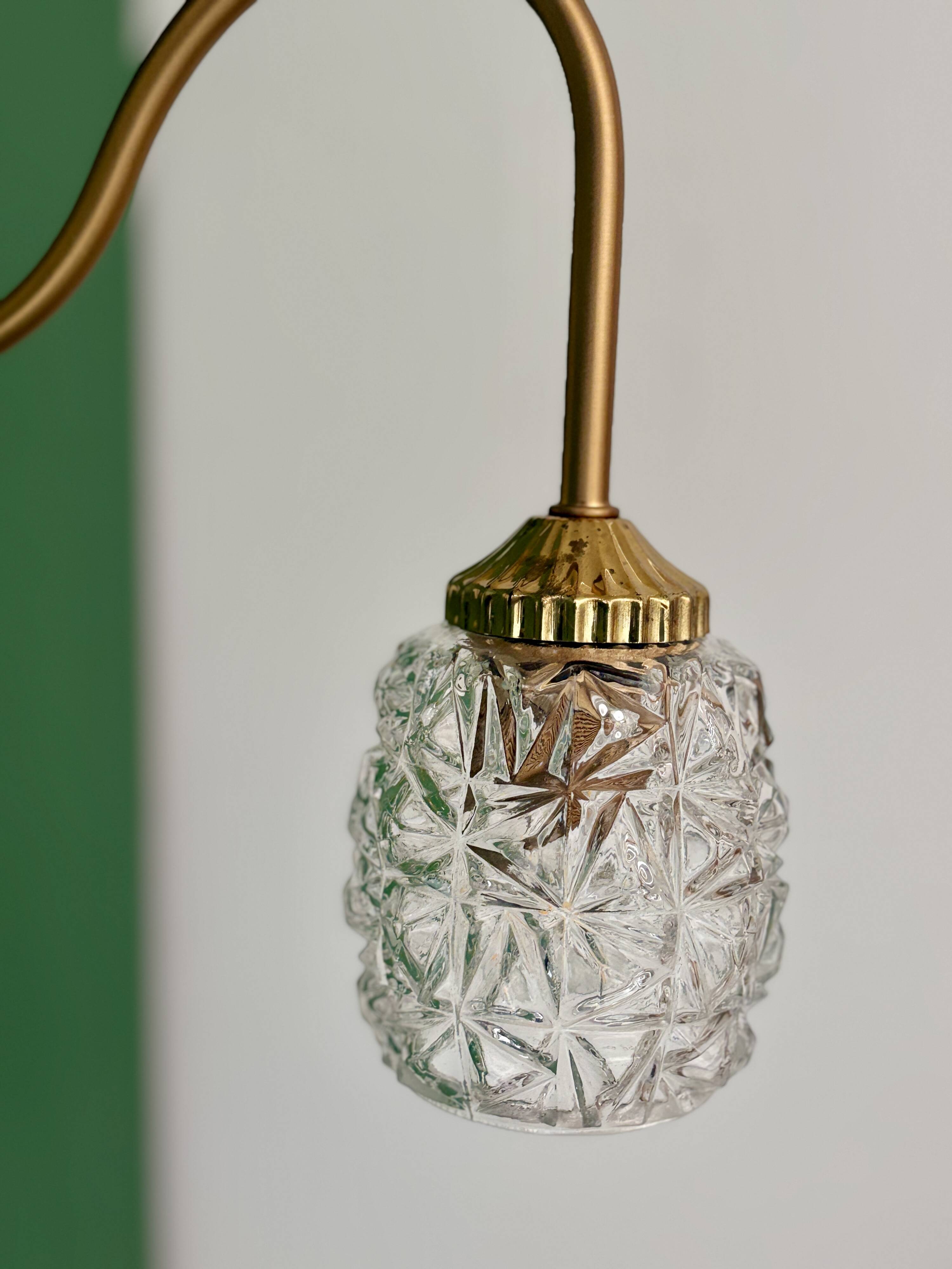 Vintage moulded glass tulip swan neck wall light