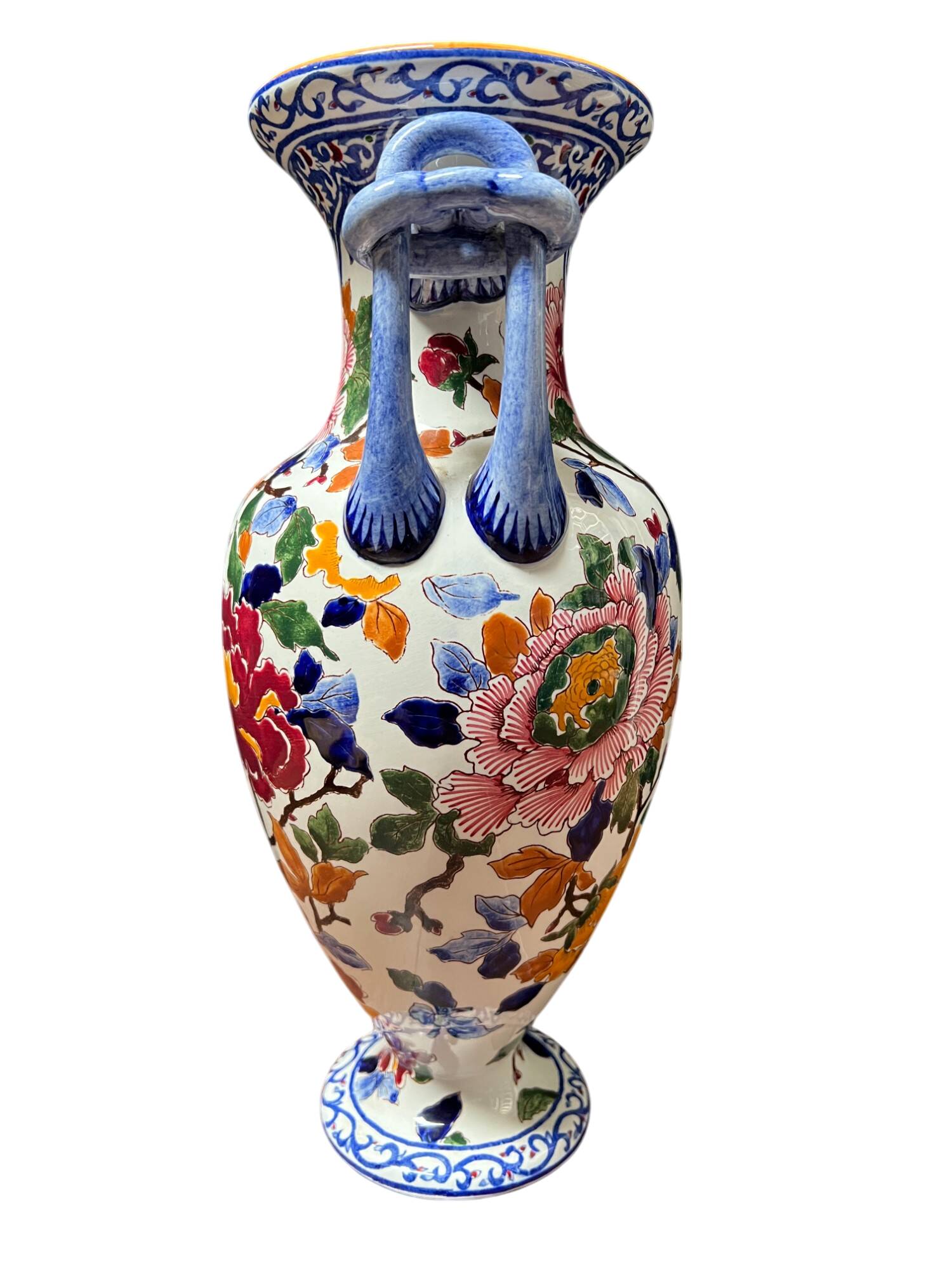Vase en Gien, décor pivoine
