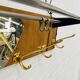 Vintage teak wall coat rack with mirror