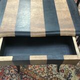 Bedsides 1 drawer, with set of black stripes and raw wood