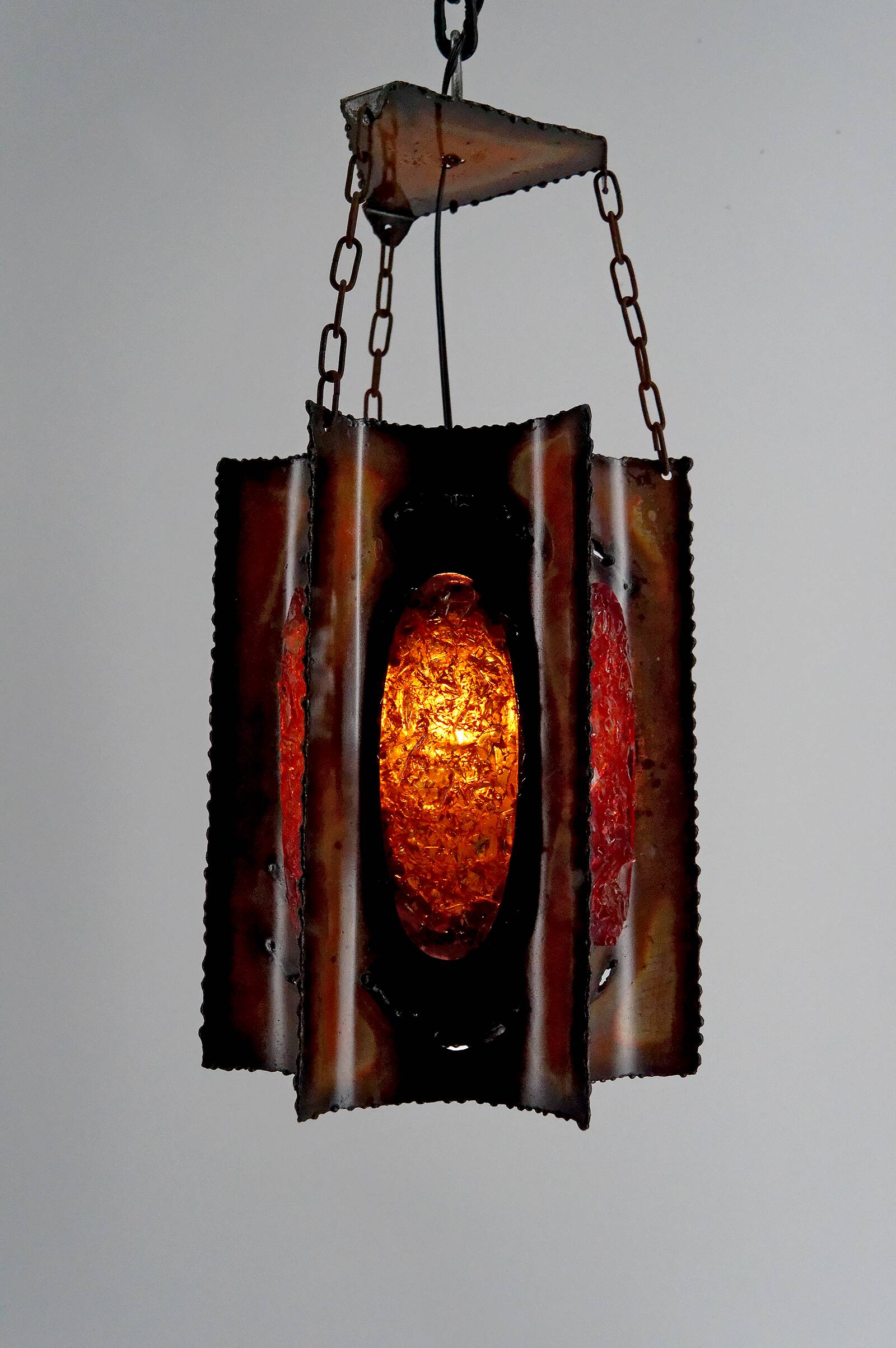 Suspension, Potiers d'Accolay, Patinated Copper and Fractal Resin, Circa 1970