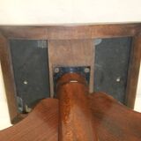 Piano stool bench old wooden tripod foot mustard velvet top