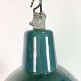 Industrial Petrol Enamel Factory Pendant Lamp, 1960s