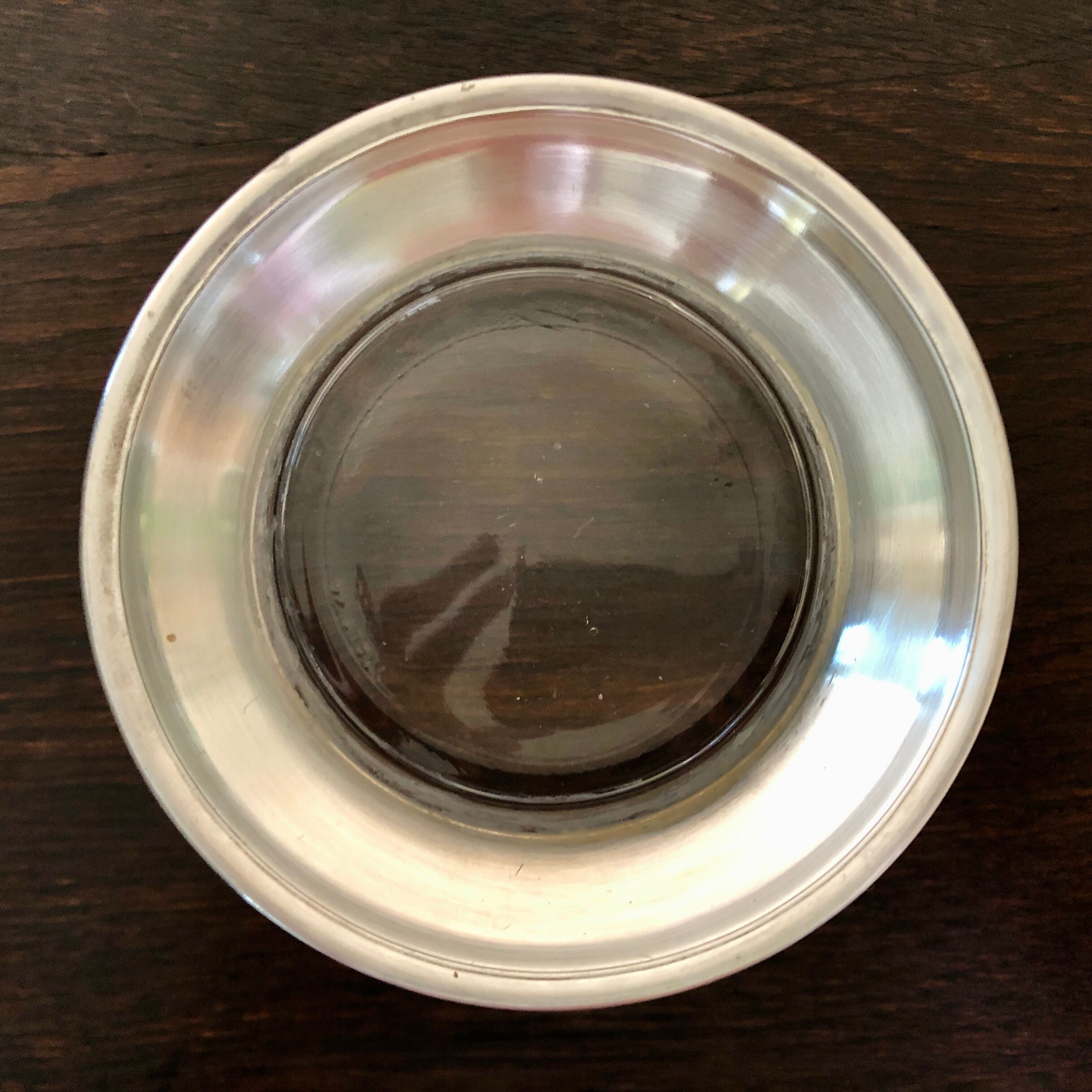 Cut, cup, pocket empty, art deco style, on piedouche silver metal Italy