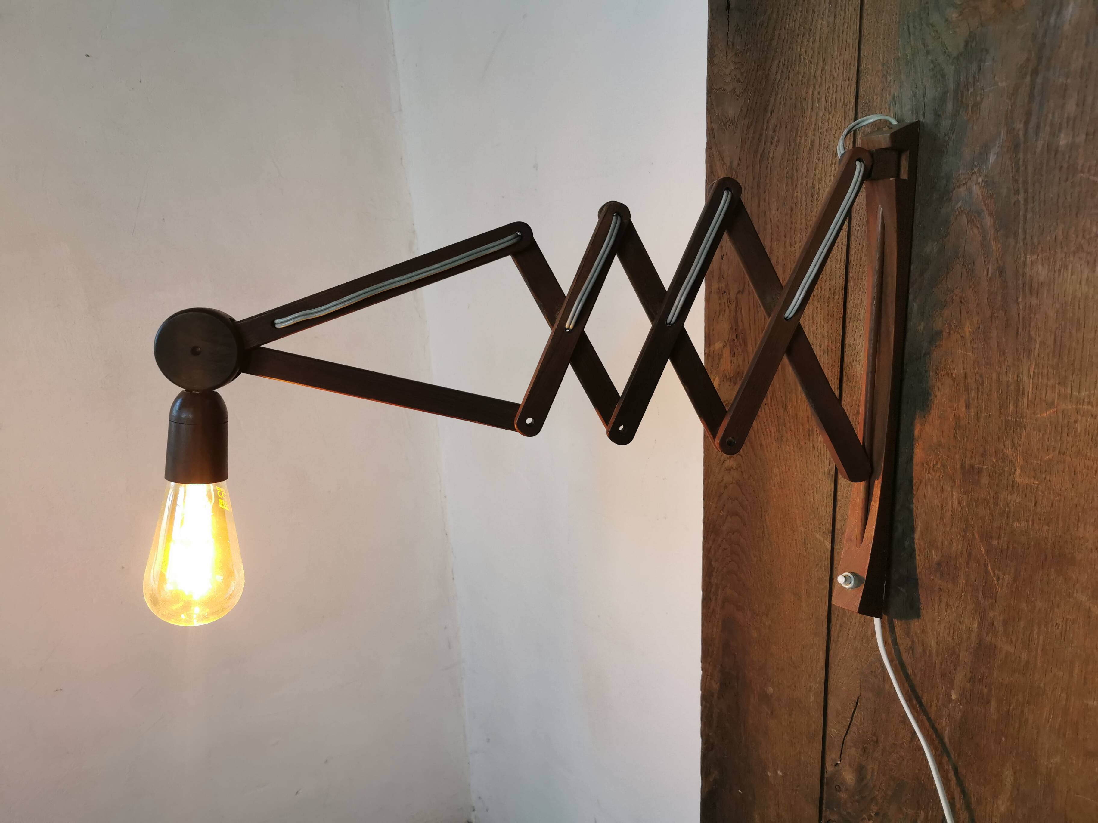 Danish teak scissor wall light circa 1960