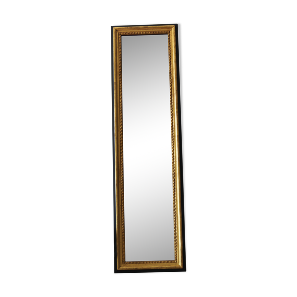 Miroir doré longiligne ancien à la feuille d'or et teinte grise 36x121cm |  Selency