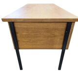 Vintage wooden desk with black steel frame