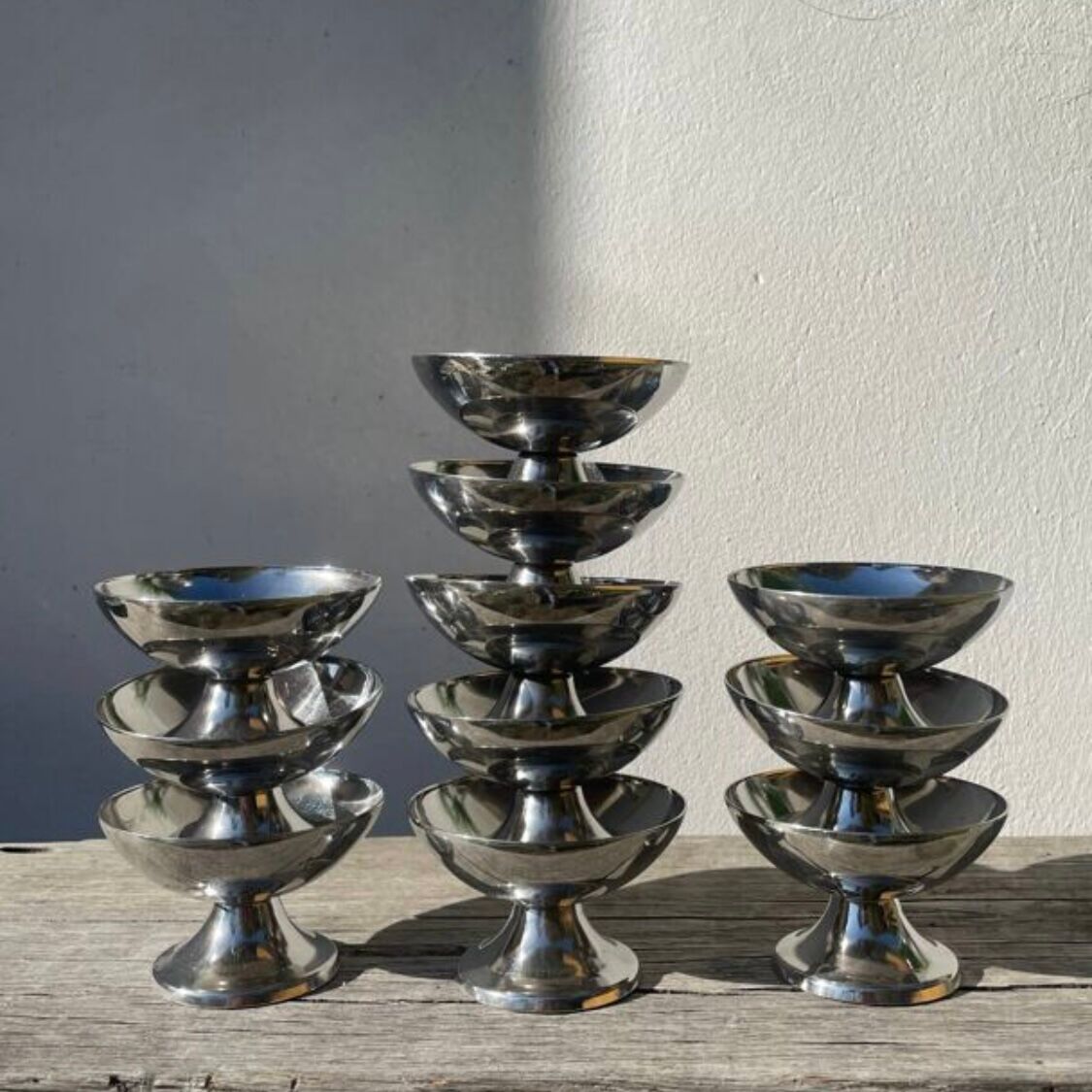 11 vintage stainless steel bowls