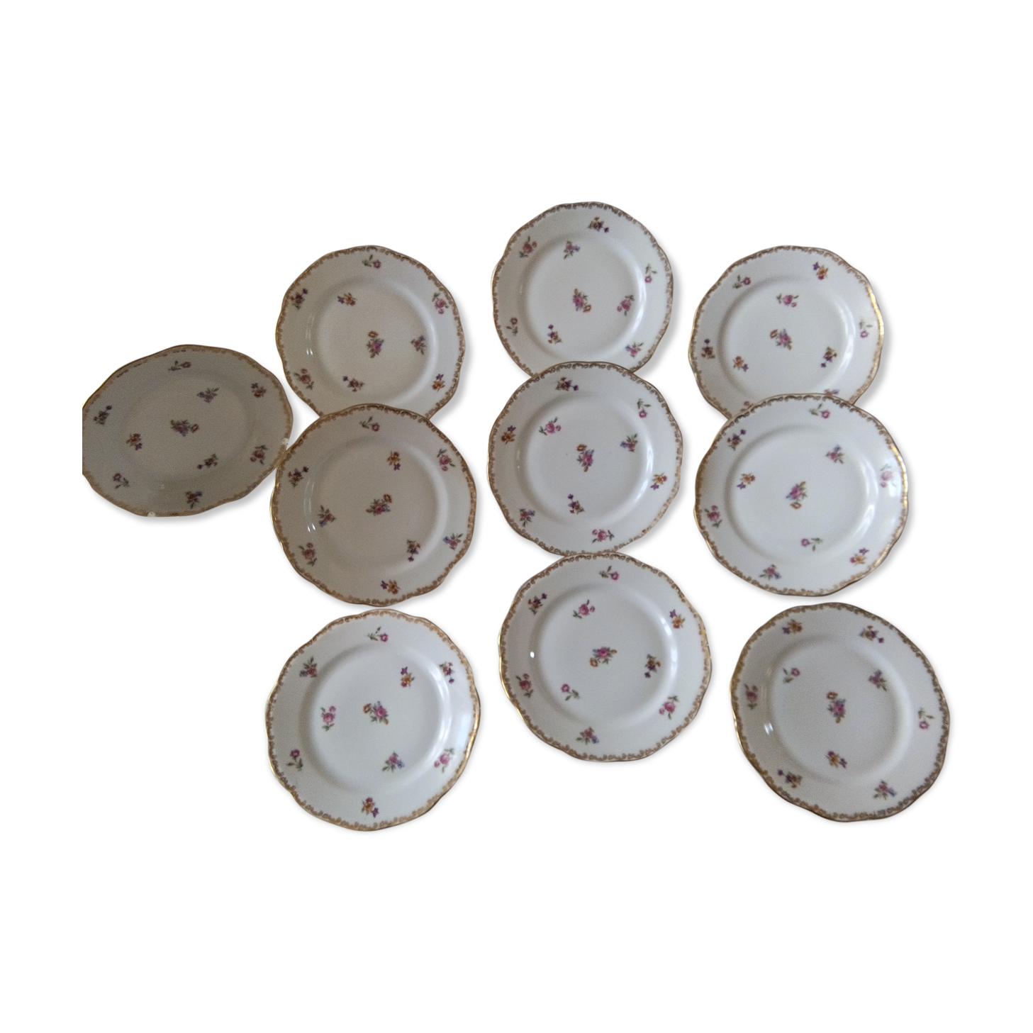 10 plates for dessert Porcelain Emaux de Limoges