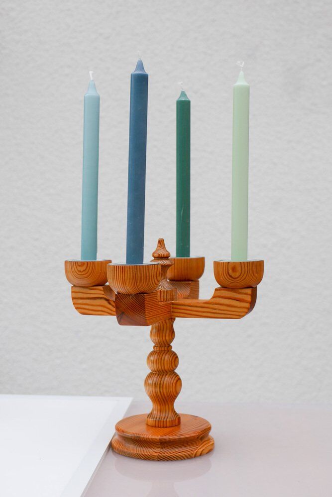 Rustic wooden candleholder by Jan Johnsson for Smålandsslöjd, Sweden, 1975