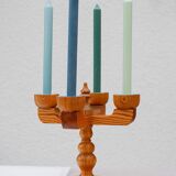 Rustic wooden candleholder by Jan Johnsson for Smålandsslöjd, Sweden, 1975