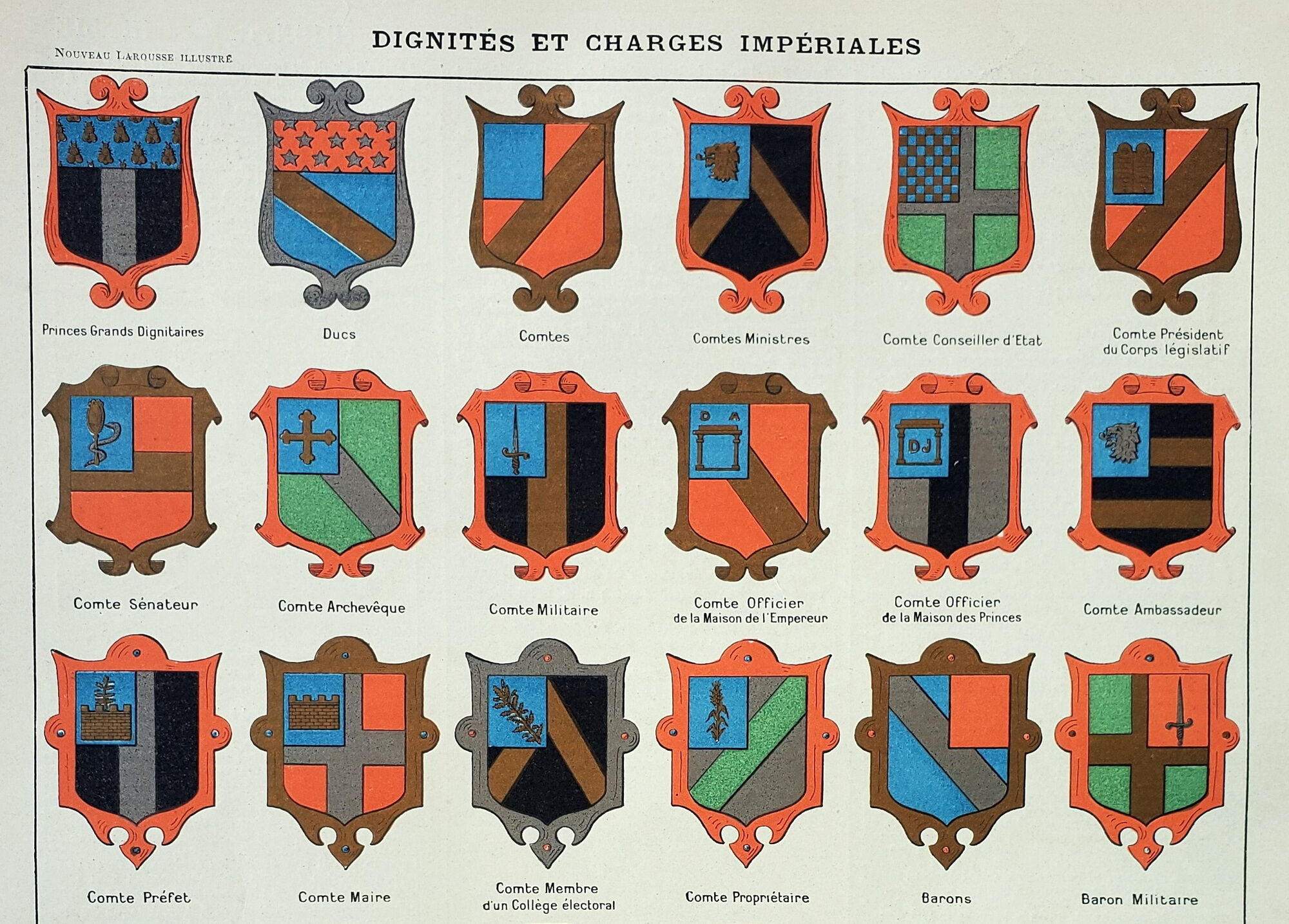 Engraving • Dignity, heraldic coat of arms 1 • Original and vintage poster from 1898