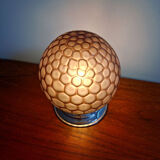 Plafonnier art déco en verre satiné alvéolé couleur aubergine, 1930