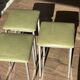 Set of 3 Vintage Stools - Chrome and Olive Green Seat