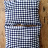 Set of 2 vintage cushions, blue gingham