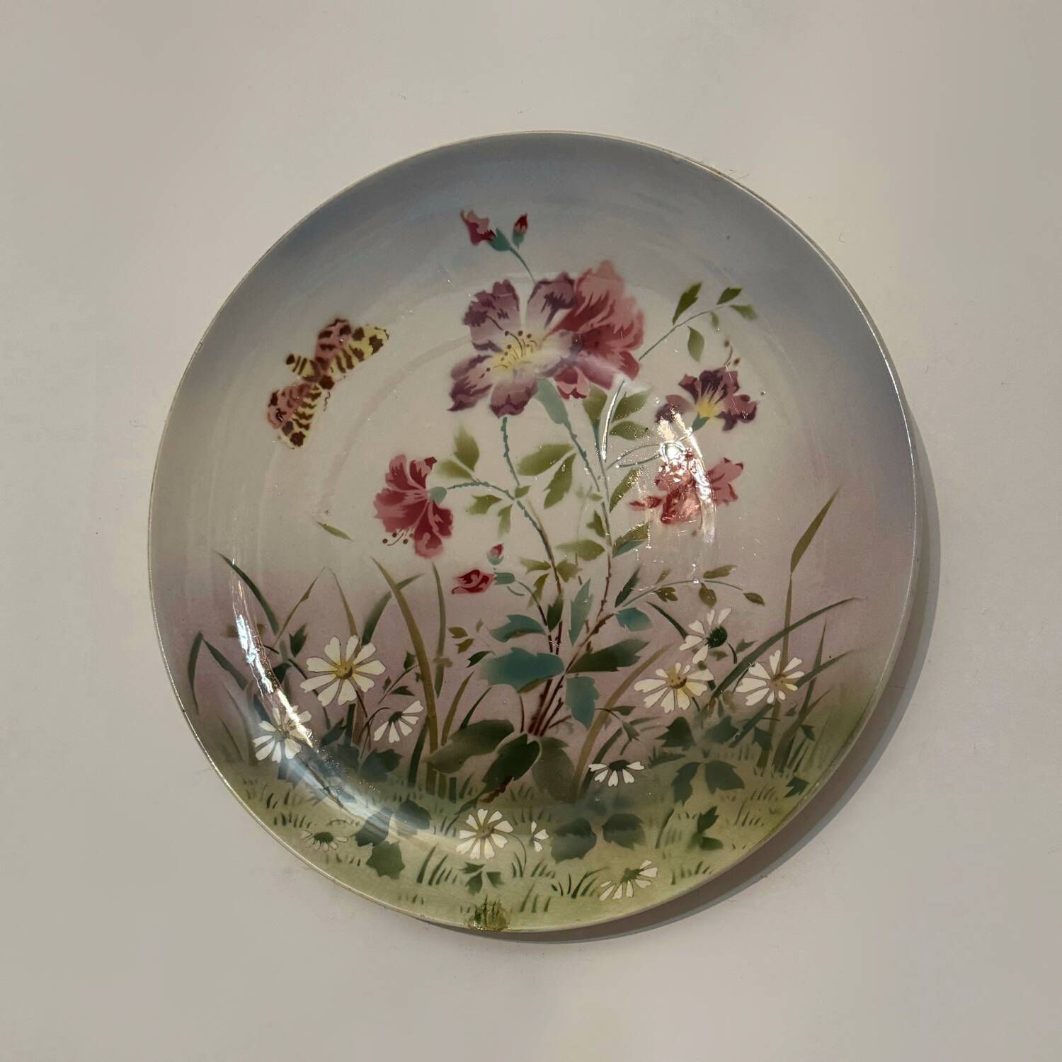Large old Sarreguemines flowered dish