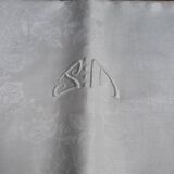 Old new tablecloth monogrammed SM and 12 towels