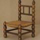 Chaise basse en bois (chêne) et paille circa 1950